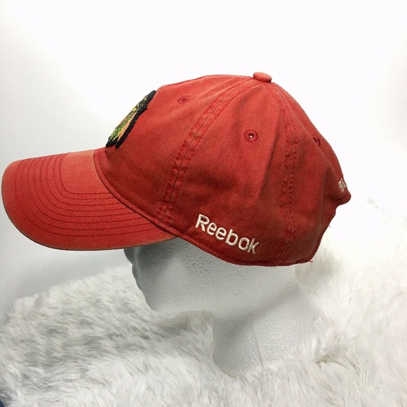 Chicago Blackhawks Reebok NHL Over Dye Hat One Size Red 6 Panel Hat Adjustable - Picture 2 of 11